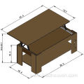 Mesa de centro ajustable de madera con tapa elevable